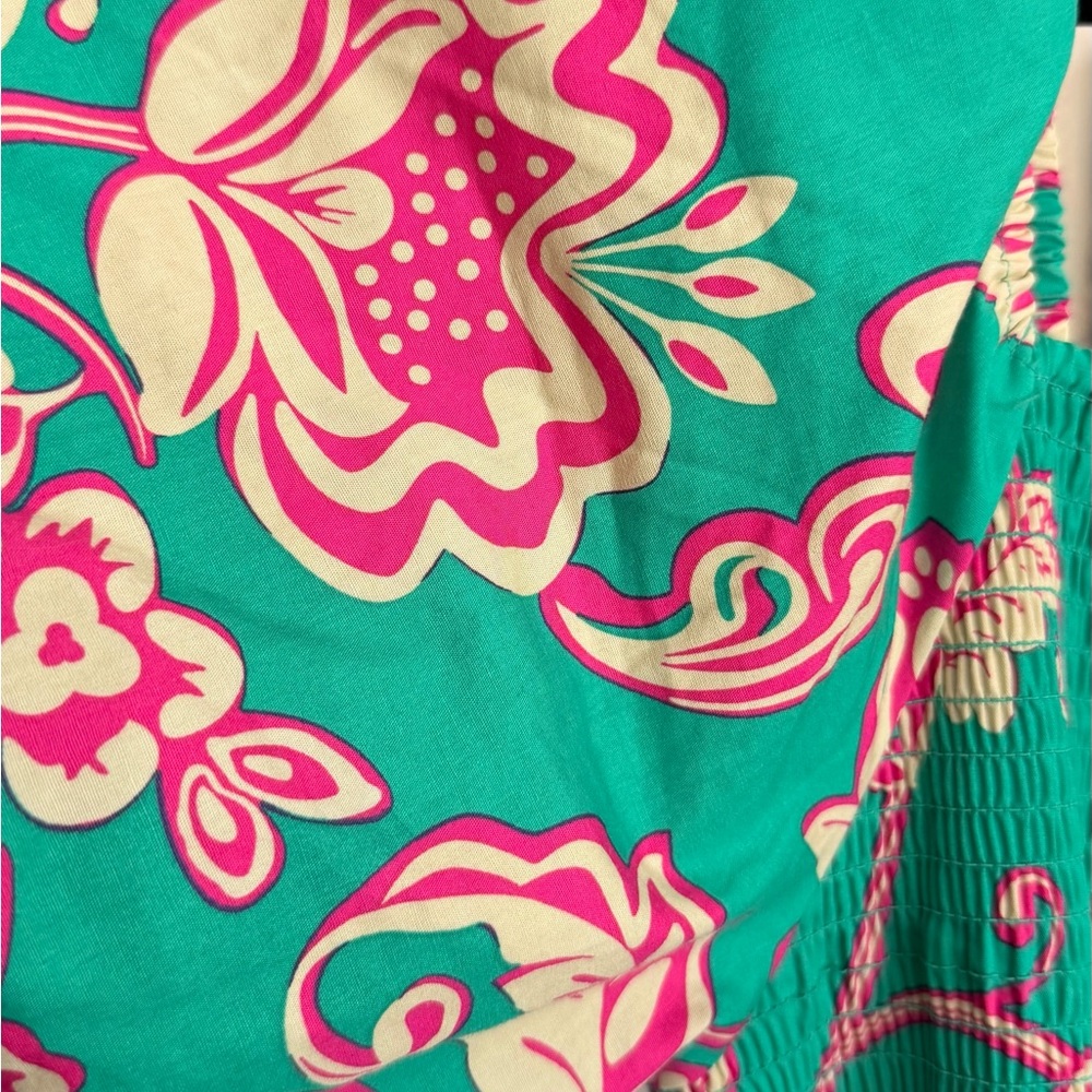 Green Floral Puff Sleeve Maxi Dress with Tie Waist - Picture 5 of 9
